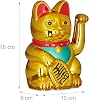 relaxdays maneki neko wink cat lucky charm 16 cm gold