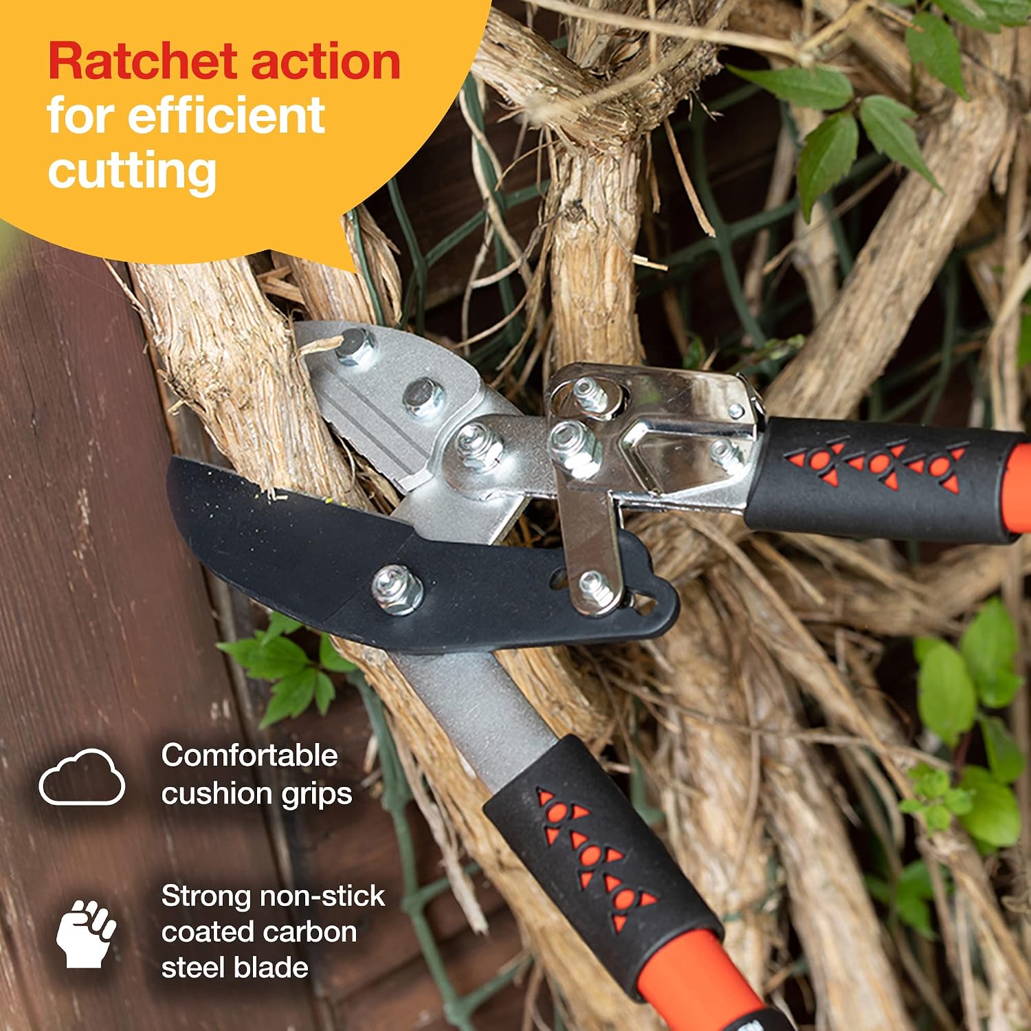 Amtech U2880 Telescopic Ratchet Anvil Heavy Duty Lopper, Tree and Branch Cutters, Can be Extended Over 31.5", Transparent