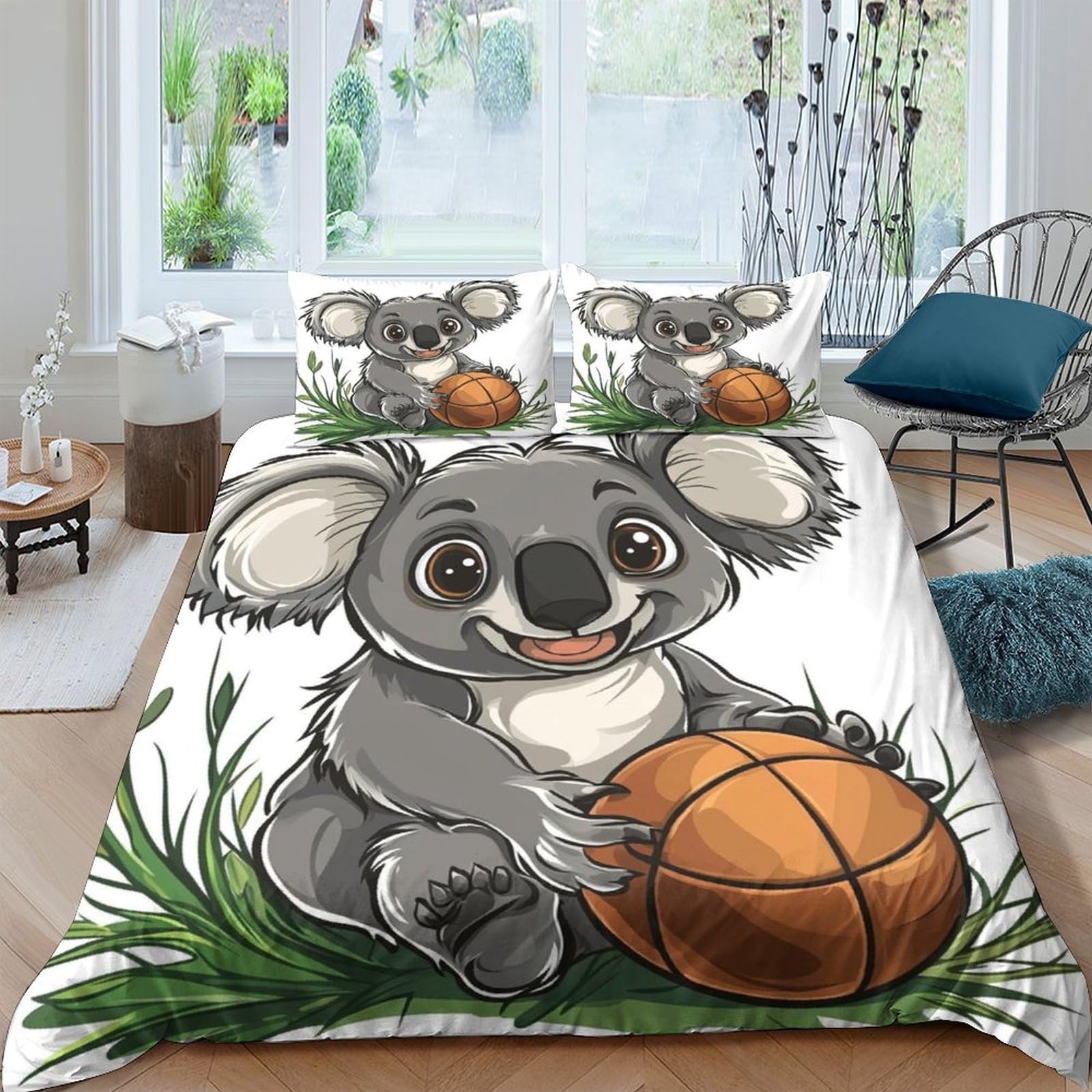 Ctjqhvkz Style-5 3D Printed Koala Basketball Fitted Sheet Microfiber Soft Cartoon Mattress Cover For Bedroom Guest Room Dorm Protection Decor Single（135X200cm）