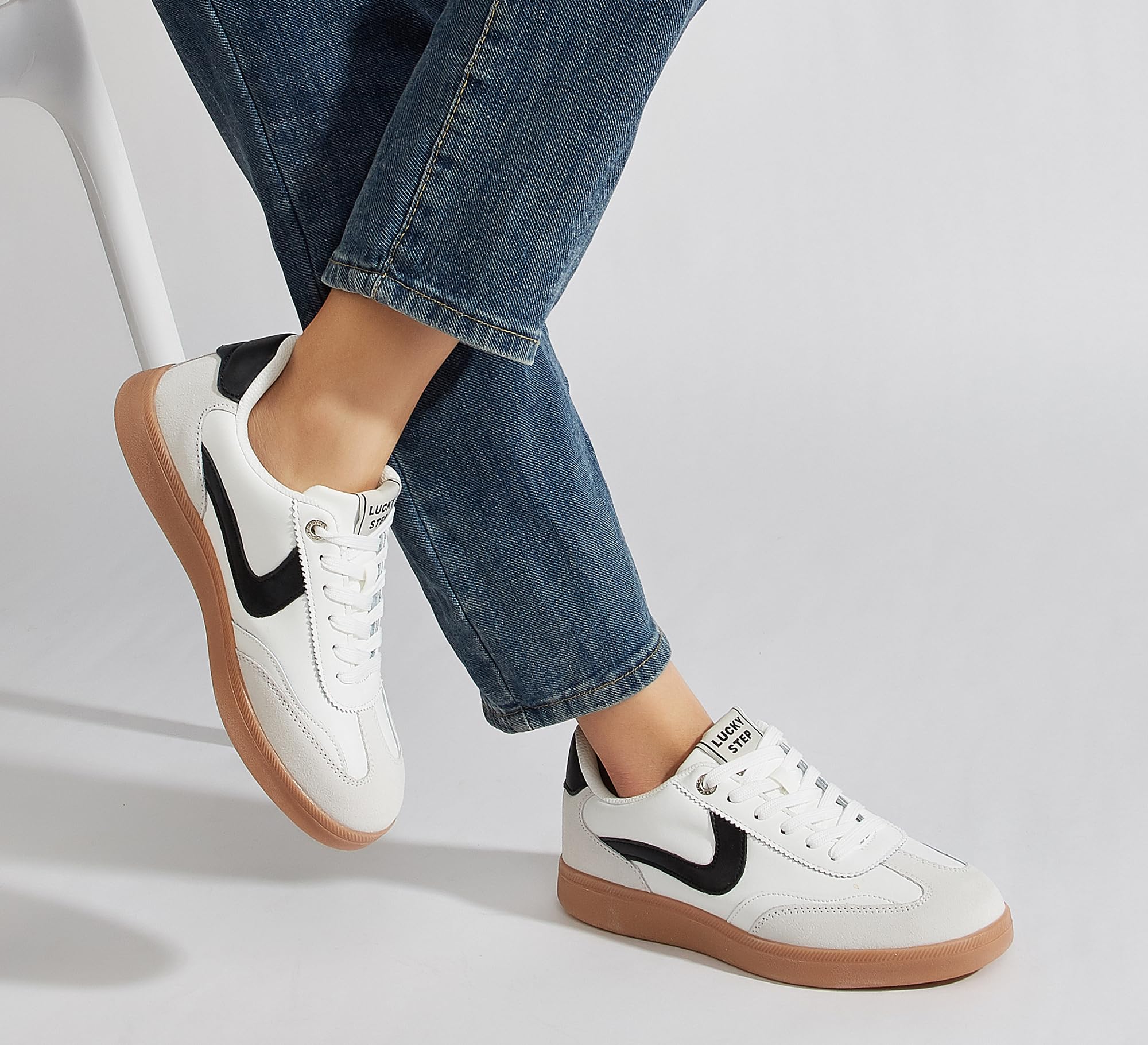LUCKY STEP Sneakers retrò da Donna - Sneakers alla Moda Classiche, Antiscivolo e comode per Camminare e Pattinare | Scarpe da skate casual | Scarpe da passeggio con lacci antiscivolo