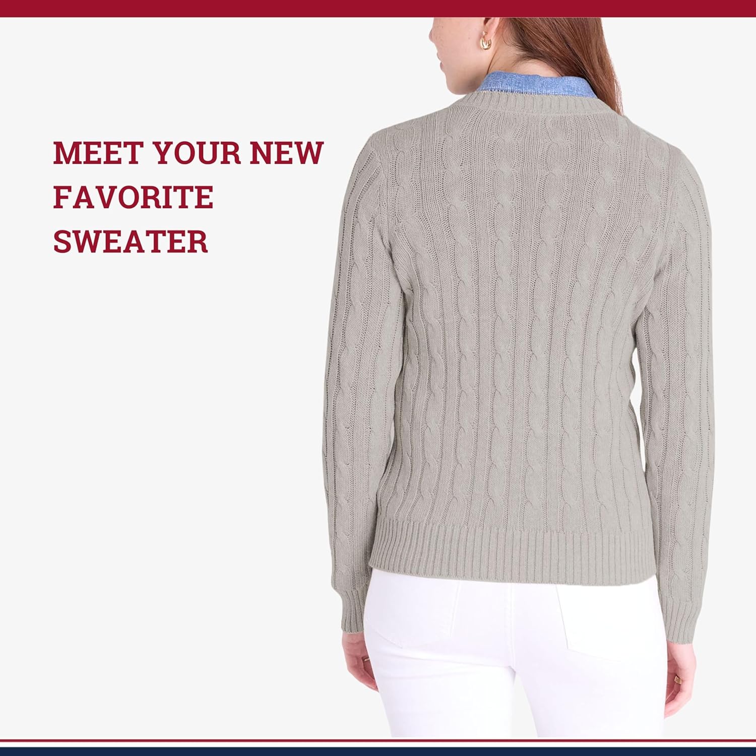 U.S. Polo Assn. Women's Crew Neck Sweaters – Raglan, Cable Knit & Striped - Image 5
