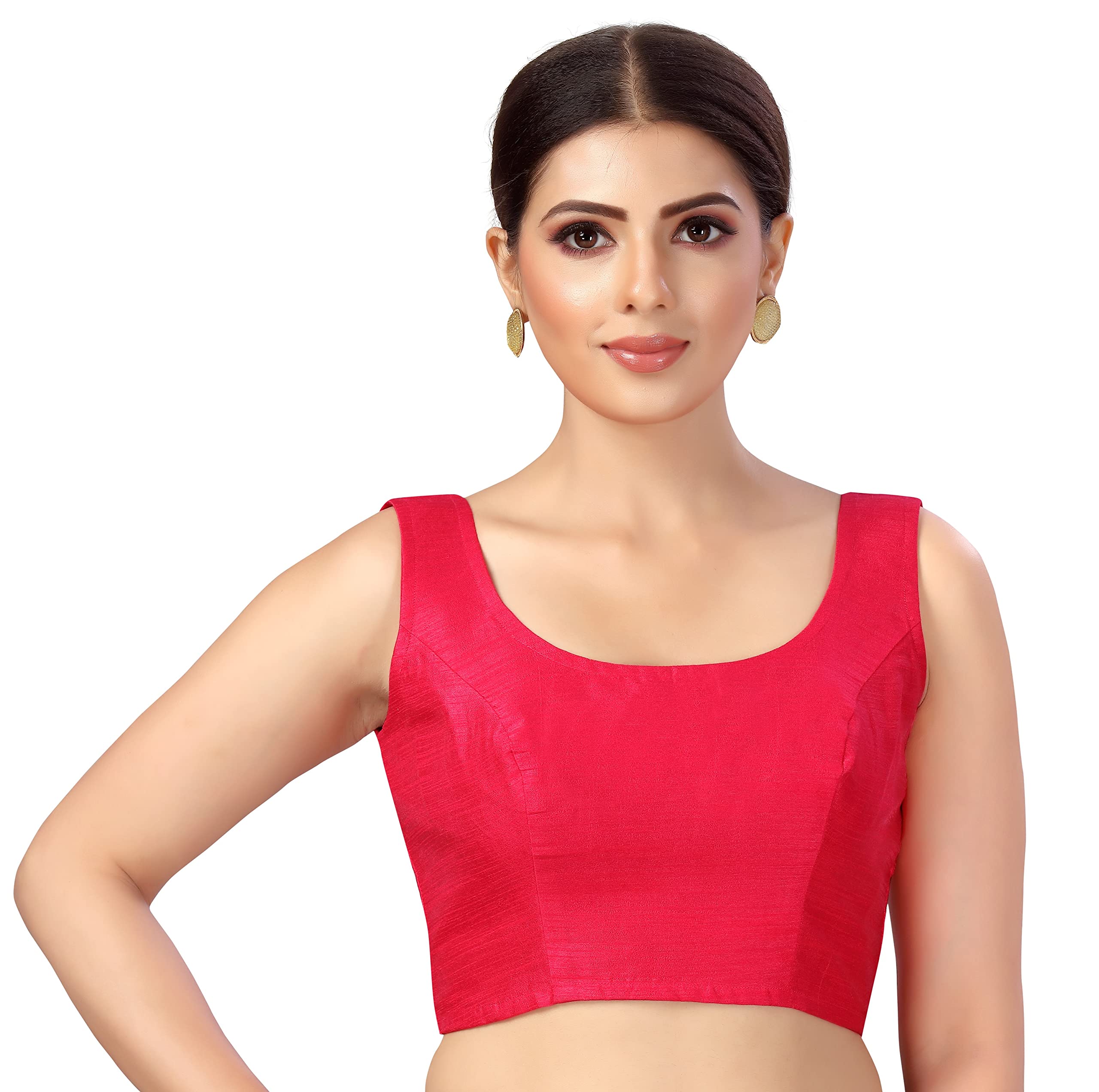 Studio Shringaar Women's Readymade Art Silk Sleeveless Saree Blouse