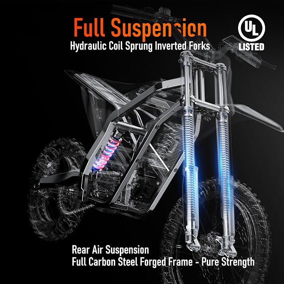 Electric Dirt Bike for Teens 13+, 3000W Brushless 220Nm Motor - 45 Slope, 40 MPH, 48V/23.4Ah Removable Battery, Dual Hydraulic Brakes & Full Suspension Electric Motorcycle for Adults Teens