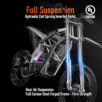 Electric Dirt Bike for Teens 13+, 3000W Brushless 220Nm Motor - 45 Slope, 40 MPH, 48V/23.4Ah Removable Battery, Dual Hydraulic Brakes & Full Suspension Electric Motorcycle for Adults Teens