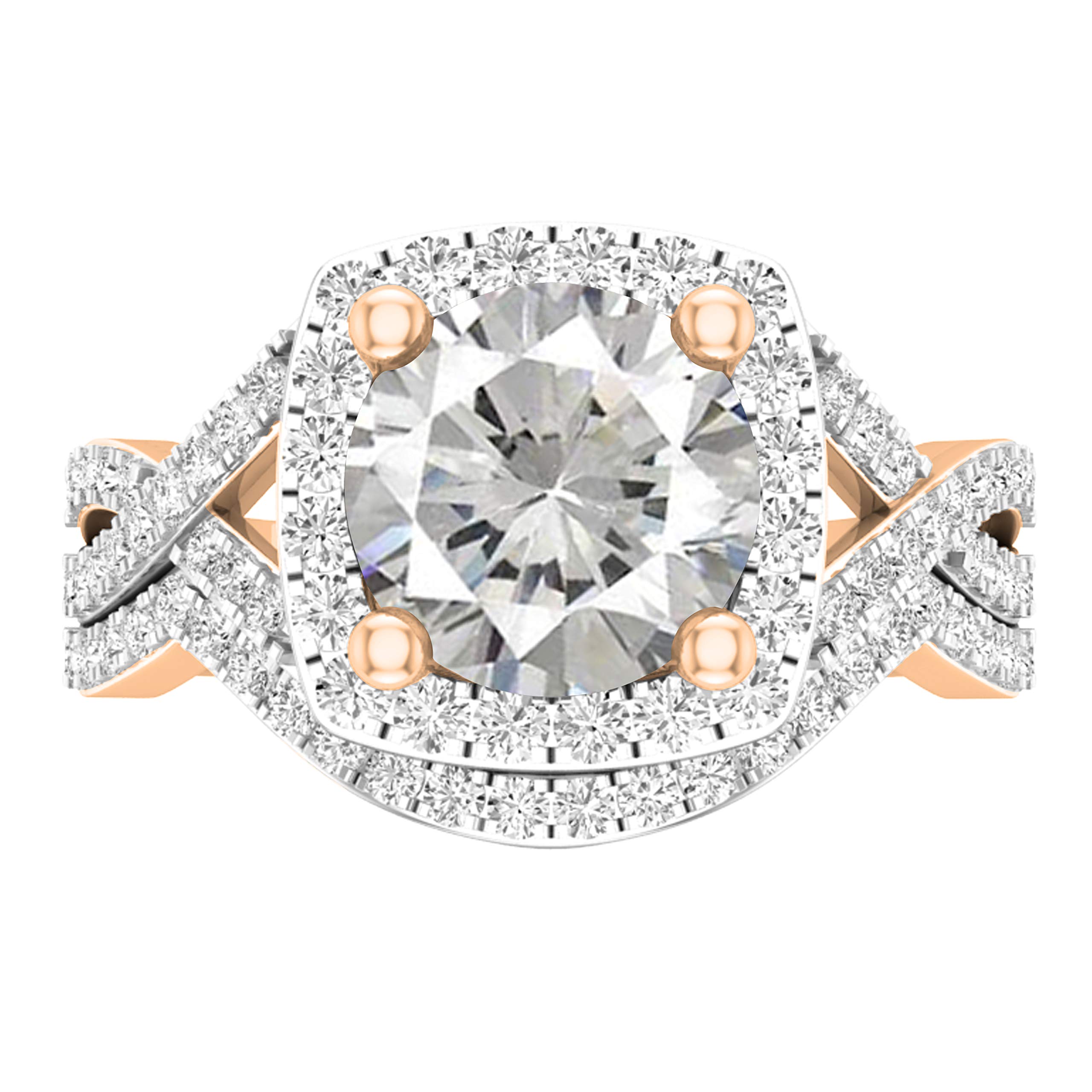 DazzlingRock Collection 10 quilates oro rosa redonda White Zafiro blanco creado en laboratorio Cubic Zirconia