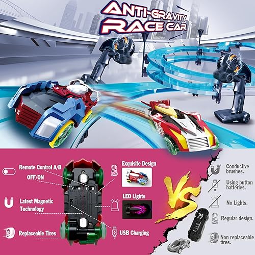 Miniatura 3 de Juego de pistas de carreras de coches de tragamonedas eléctrico a control remoto para niños, juego de carreras eléctrico recargable con