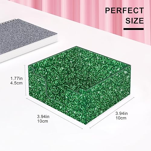 Miniatura 9 de Soporte para notas adhesivas acrílicas, soporte para bloc de notas autoadhesivas, dispensador de notas adhesivas con purpurina de 3.94 x 3.94