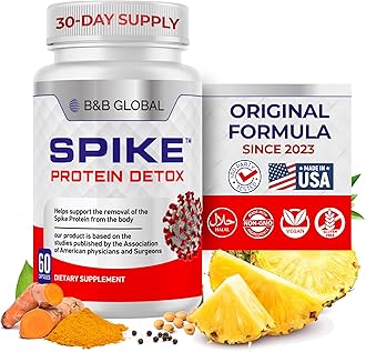 Spike Protein Detox 3-in-1 Supplement - Nattokinase 4000FU, Bromelain 500mg, Curcumin 1000mg - Unflavored Spike Support - Optimal Protein Balance for Daily Health - 60 Capsules, 30 Day Supply