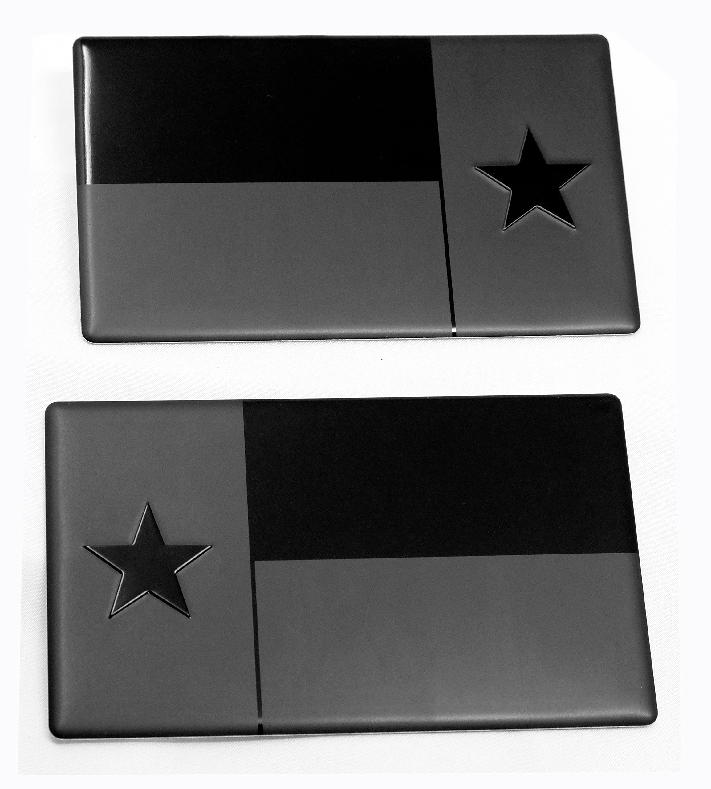 MULL Texas Metal Flag Auto Emblem for Cars Trucks Forward and Reverse Set (5"x3", Black 2-Pack)