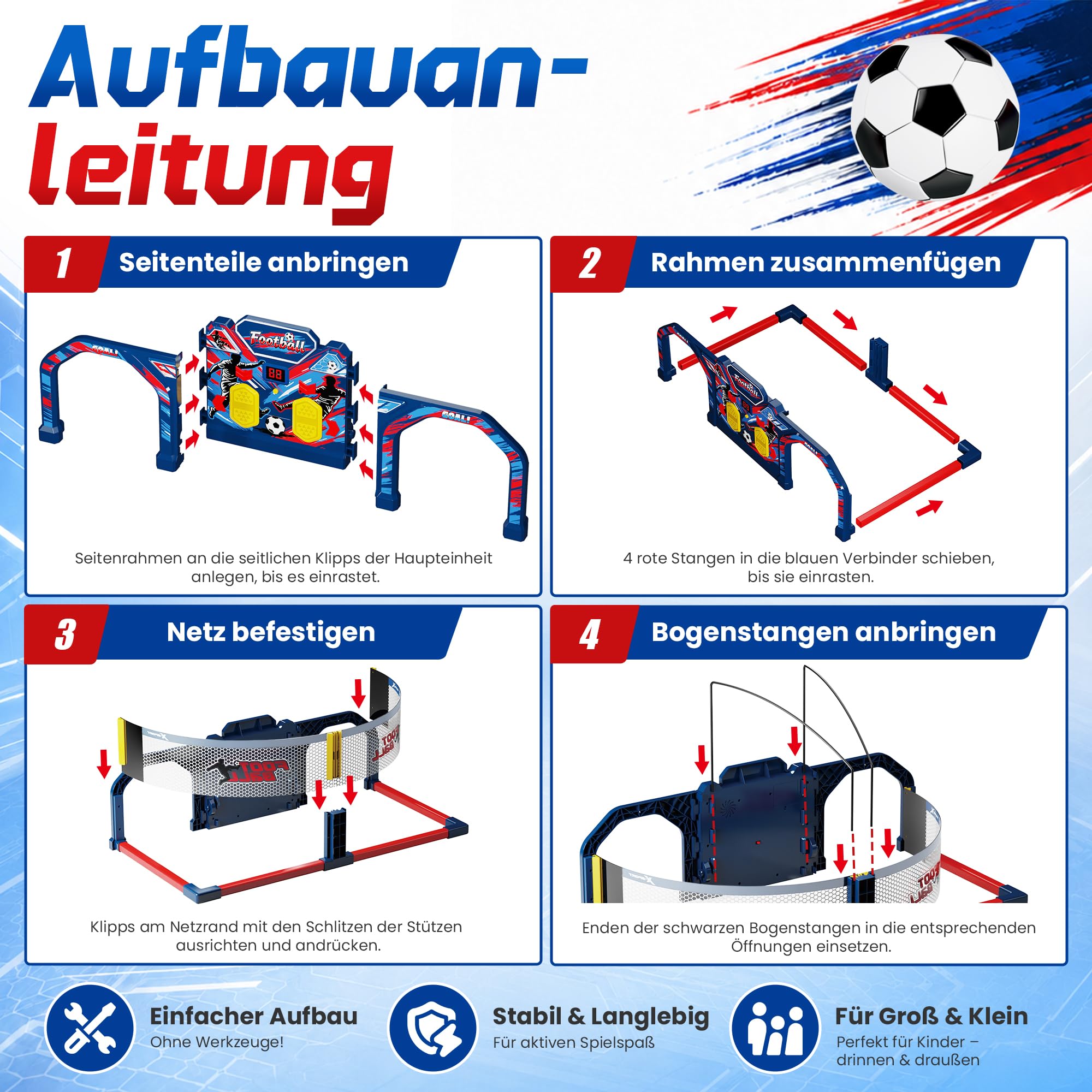 ROPODA Fußball Geschenke Jungen, Interaktives Fußball Spielzeug für Kinder mit 3 Spielmodi, Sounds&Anzeigetafel, Fussball Training Spiele für Garten Indoor Outdoor, Geschenke für Mädchen ab 3+,Wm 2026