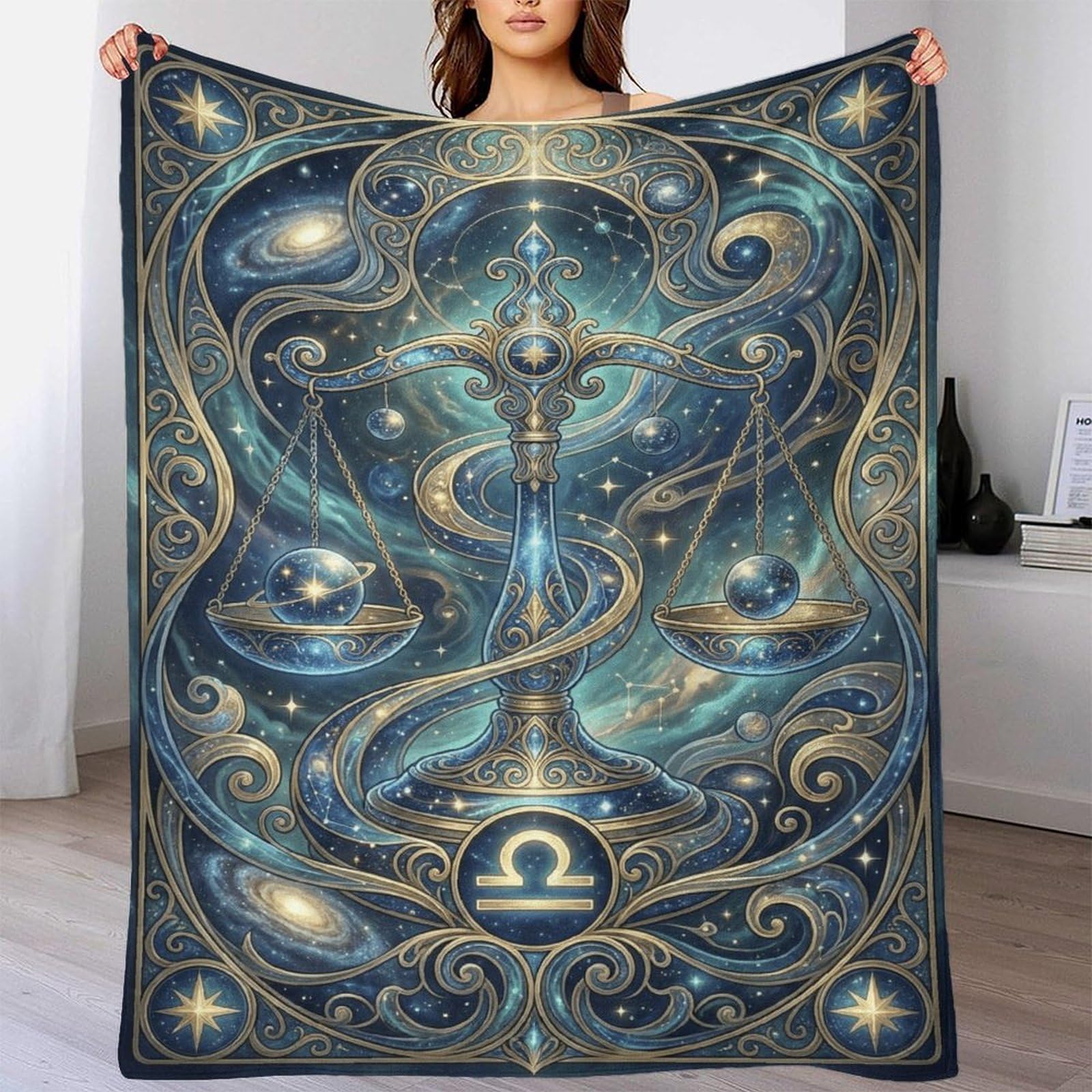 W7C8U2X3 Libra Zodiac for for Flannel Throw Blanket, Travel Bed Couch