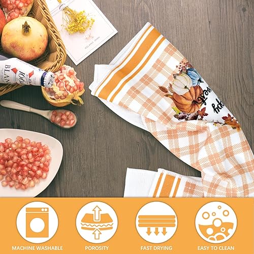 Miniatura 5 de Nialnant Toallas de cocina de Acción de Gracias, paños de cocina de calabaza Hello para secar platos, divertidos paños de cocina, regalos de