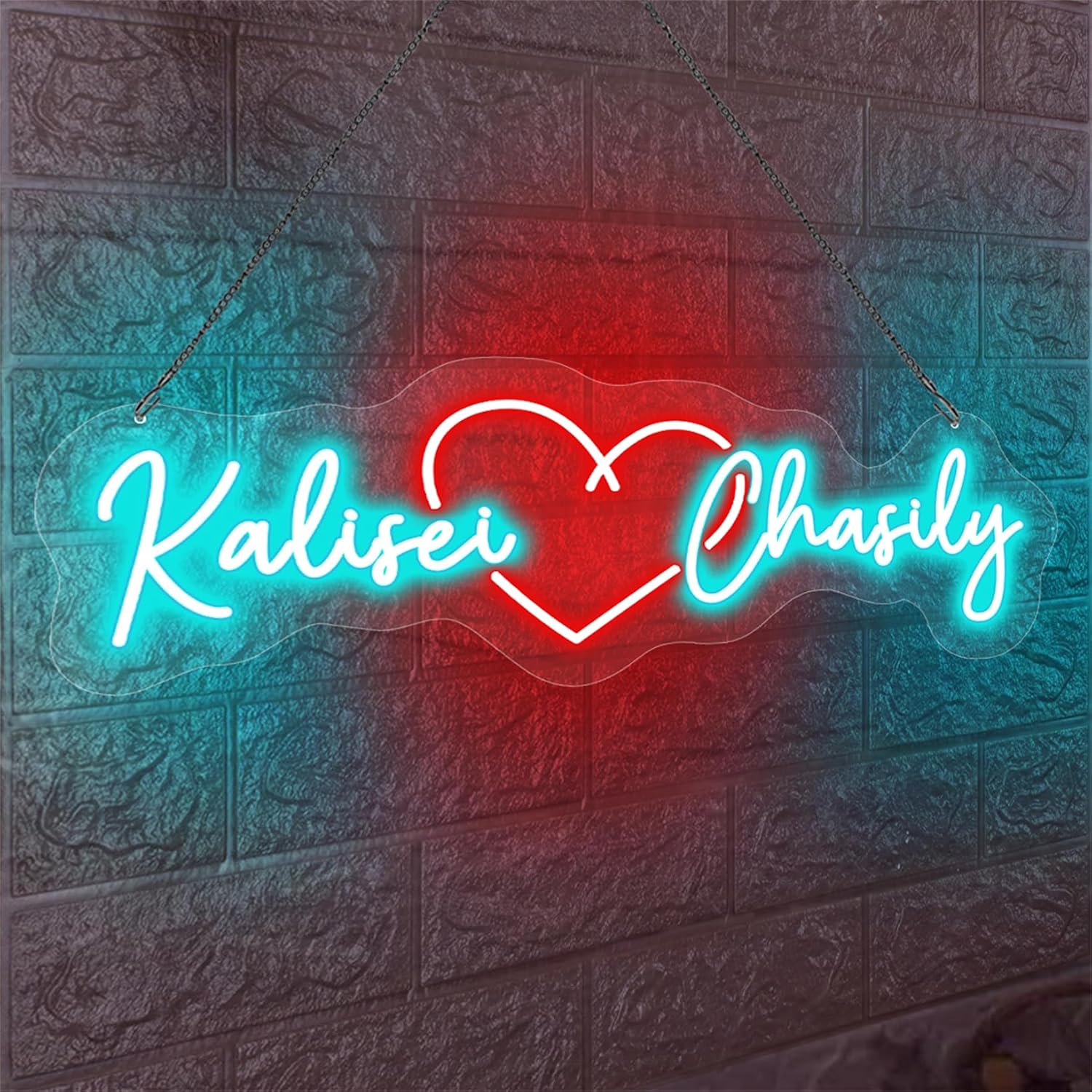 Personalized Name Neon Sign Wedding Christmas Game Sport Room Sign with LED Light Business Signs Neon Lights Shop Salon Party Sign Home Decor Gift for Family Friends (Couple Name Neon Sign - 2)