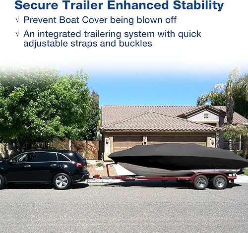 Miniatura 8 de NEVERLAND Funda impermeable para lancha remolcada, resistente al agua, lona de poliéster de grado marino, se adapta a forma de V, casco en V y