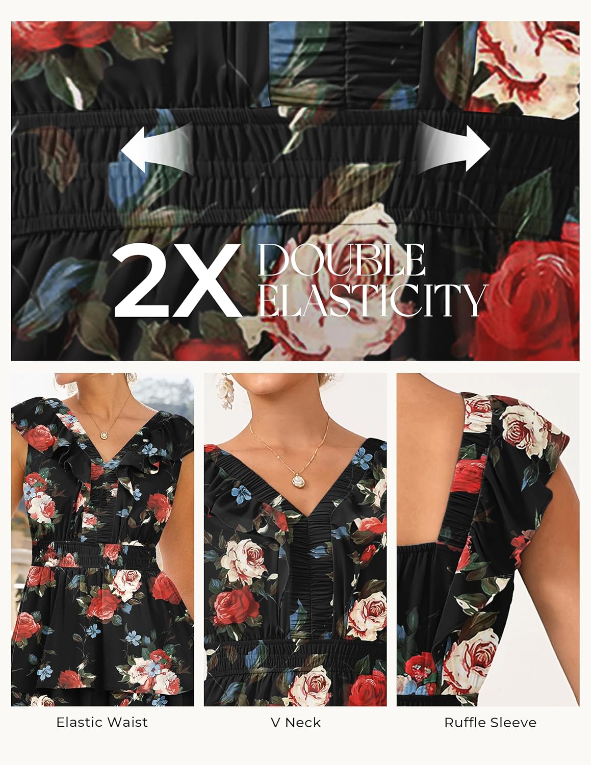 GRACE KARIN Women's Summer Spring Floral Maxi Dress 2026 Casual A Line Dresses Flowy Beach Vacation Long Sundress