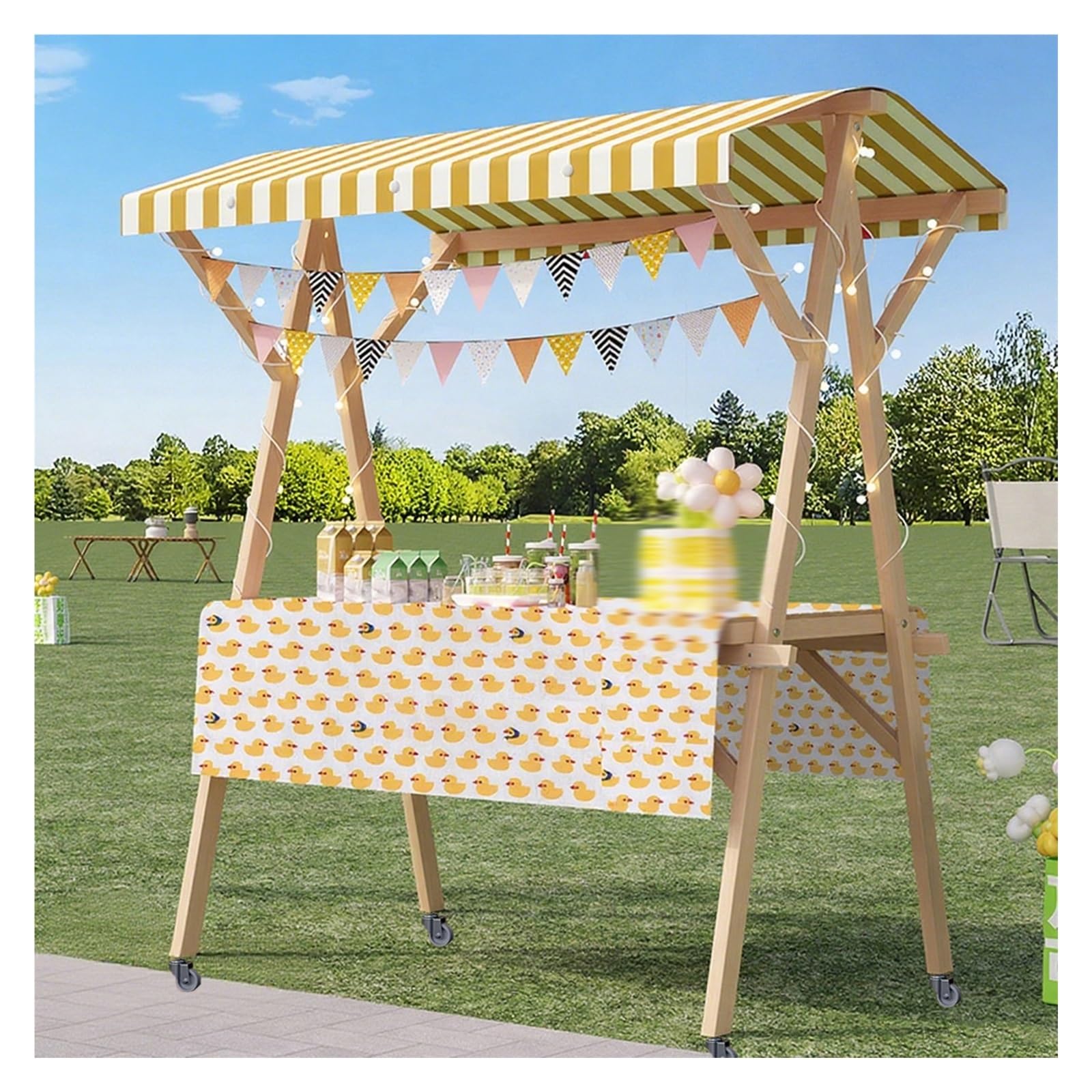 LJYKBFL Foldable Mobile Vending Cart with Canopy for Outdoor Events and Food Sales