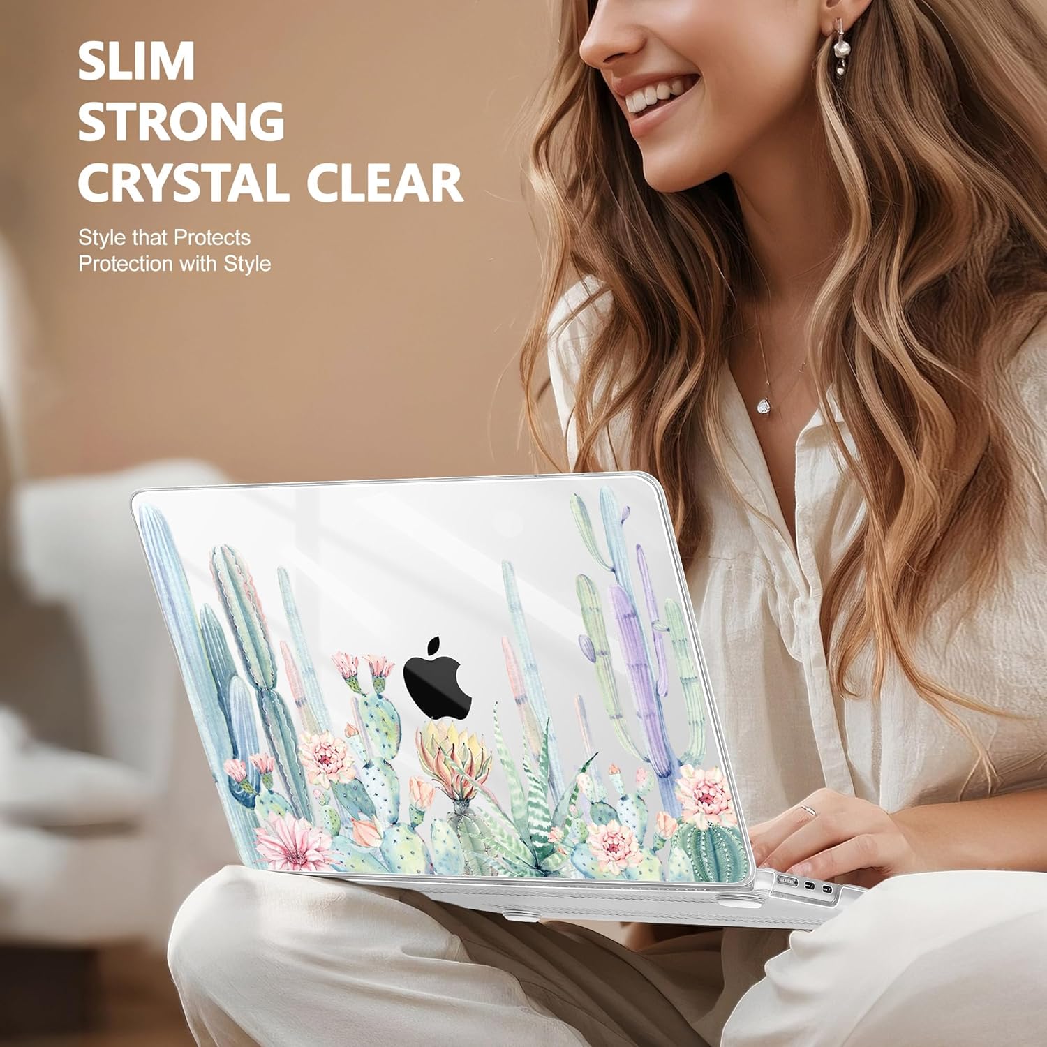 May Chen for M4 MacBook Air 13.6 Inch Case 2025 2024 2023 2022 Release Models: A3240 A3113 M3 A2681 M2, Plastic Hard Shell Case for MacBook Air 13.6" with Retina Display Fits Touch ID, Cactus - Image 4