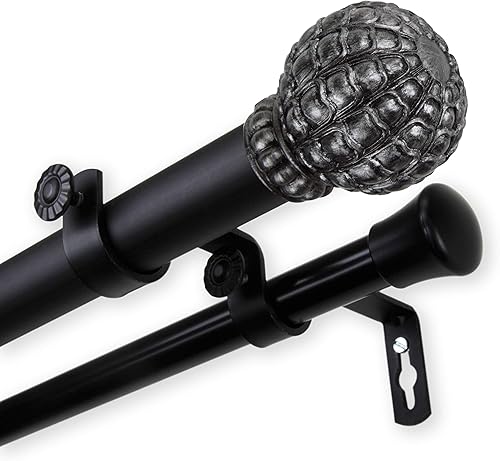 Miniatura 3 de Rod Desyne Barra de cortina doble Bolide de 1 pulgada, 160-240 pulgadas, color negro