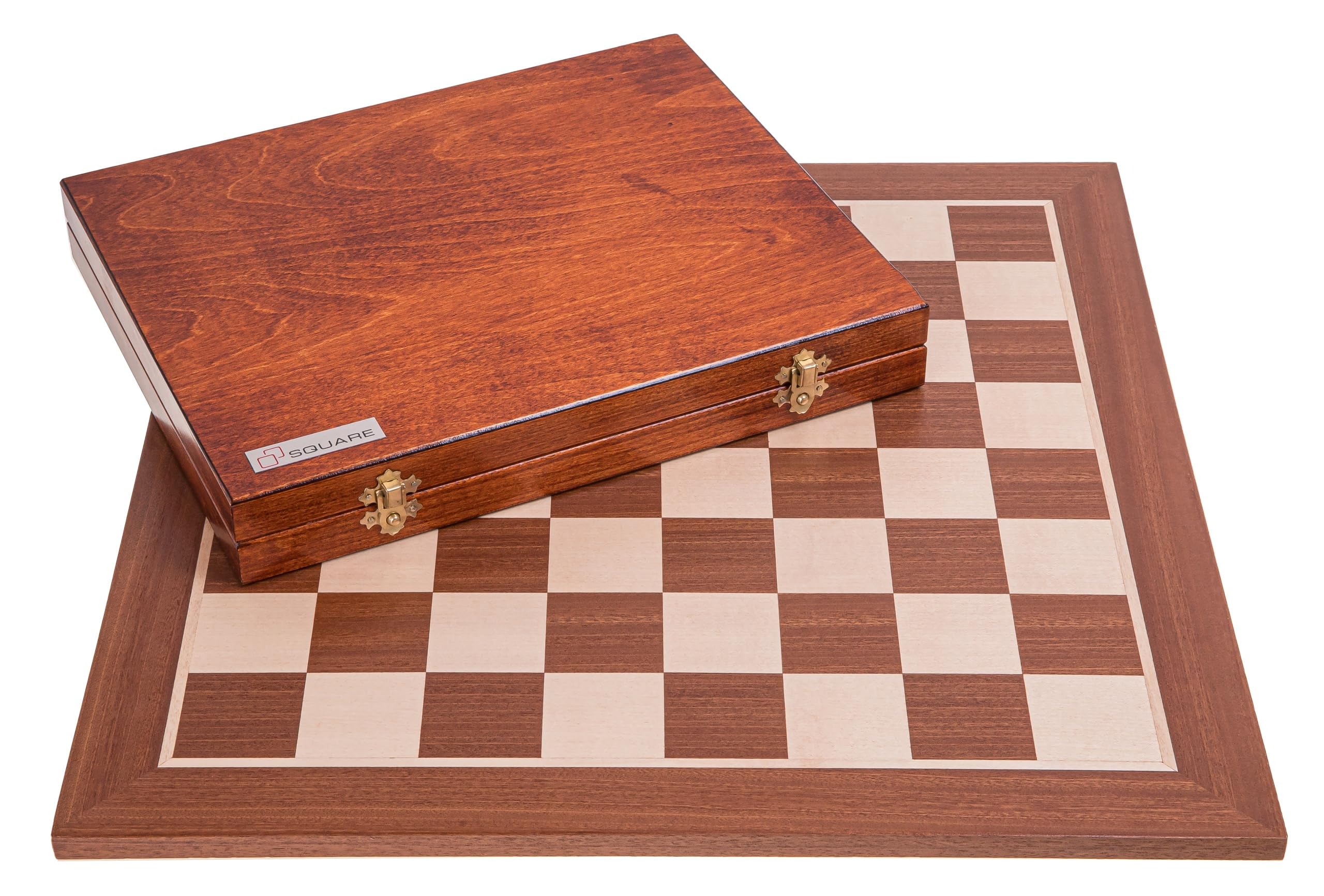 Square - Professionnel Set Tournoi Échecs No 5 Acajou NL LUX + 2 x Extra Dames - Échiquier en Bois + Pièces d'échecs - Staunton 5