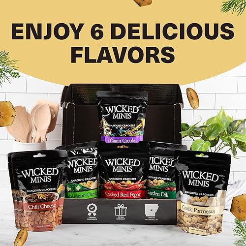 Miniatura 8 de Wicked Minis - Galletas de sopa y ostras, mini sopa inflada con sabor a salina y salada, mezcla de aperitivos salados, ensaladas de picatostes