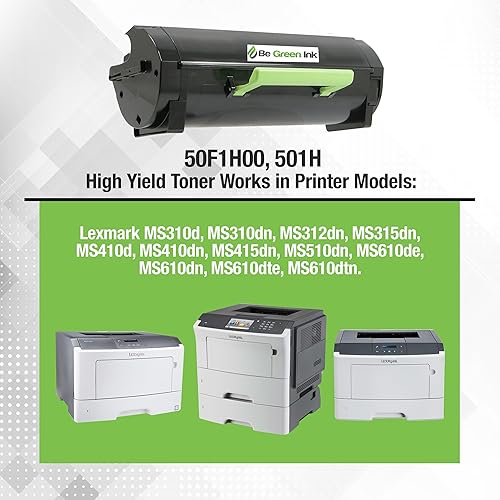 Miniatura 2 de Be Green Ink 50F1H00 501H - Cartucho de tóner compatible con Lexmark MS310dn MS312dn MS315dn MS410dn MS415dn MS510dn (1 negro 5,000 de alto
