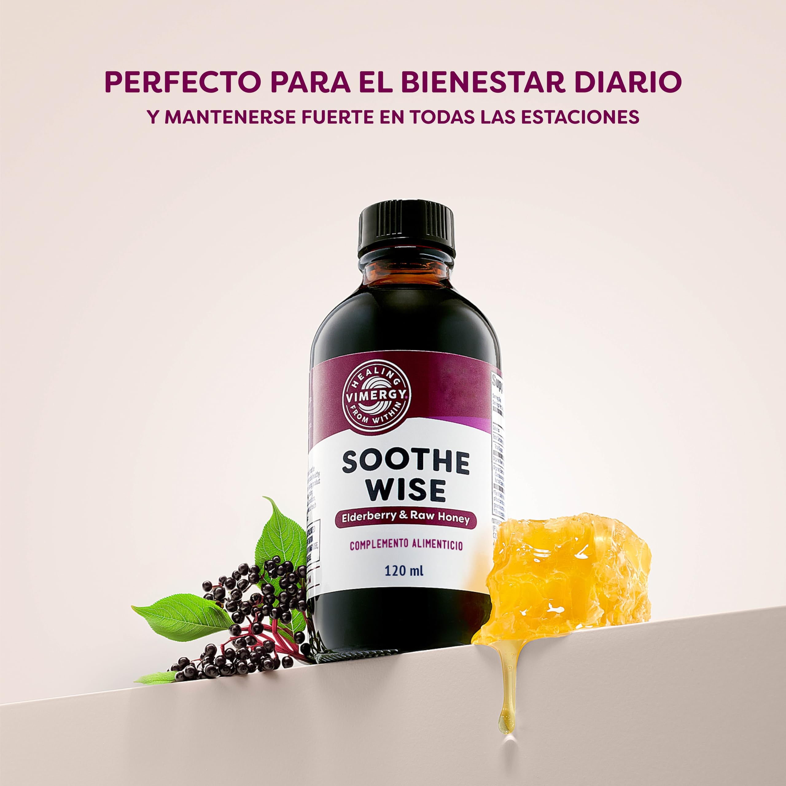 Vimergy Soothe Wise – Fórmula de extracto de saúco de rápida absorción con fórmula de miel orgánica cruda – Kosher (120 ml)