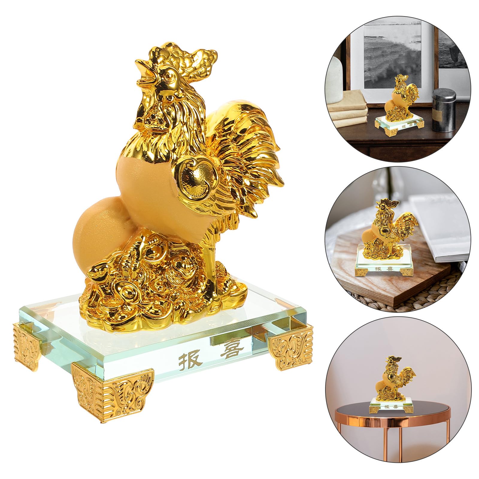 Resin Huhn Skulptur Chinesisches Tierkreiszeichen Hahn Figur Langlebige Handwerkskunst Desktop Dekoration Büro Auto Schmuck Feng Shui Glücksbringer