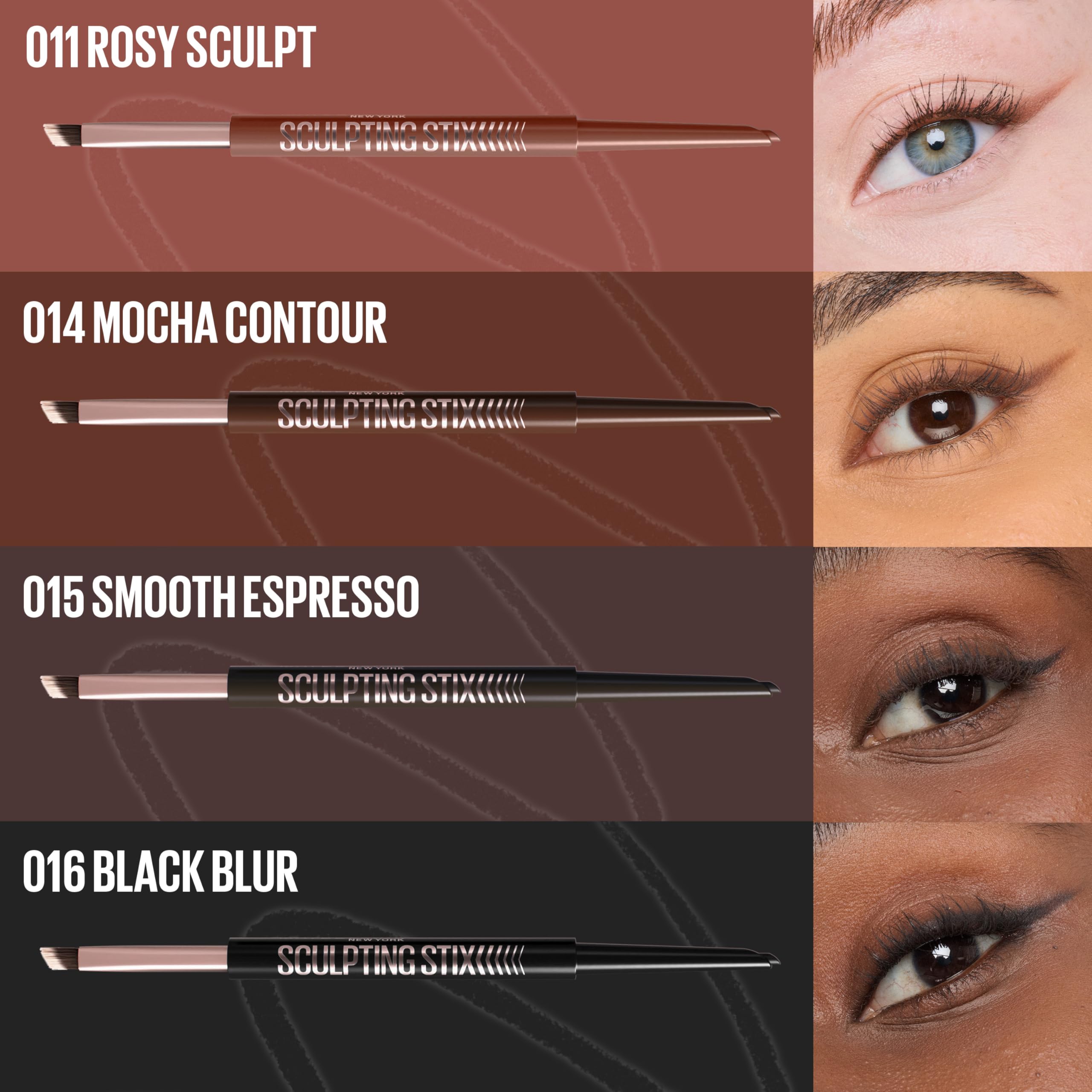 Maybelline New York Sculpting Stix Çift Uçlu Göz Kalemi - 015 Smooth Espresso (2 paketi)