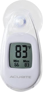 AcuRite Digital Suction Cup Window Thermometer - Indoor/Outdoor Temp with Daily High/Low, Reversible White Design