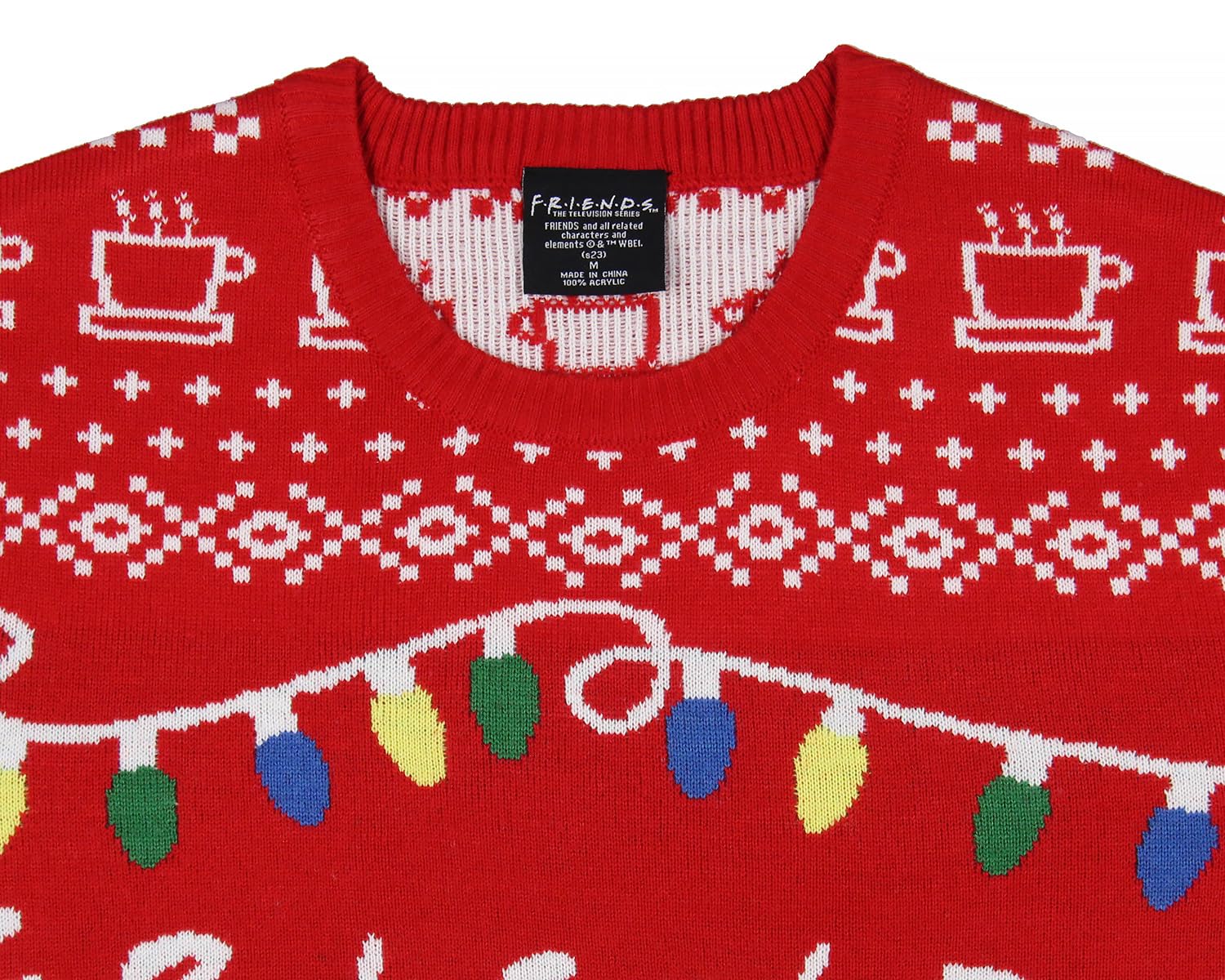 Friends TV Series - Maglione da uomo con logo e luci natalizie