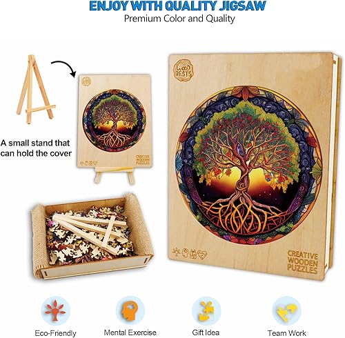 Miniatura 3 de WOODBESTS Rompecabezas de madera para adultos, rompecabezas de la vida del árbol (L, 338 piezas, 13.8 x 13.8 pulgadas), hermosa caja de madera,