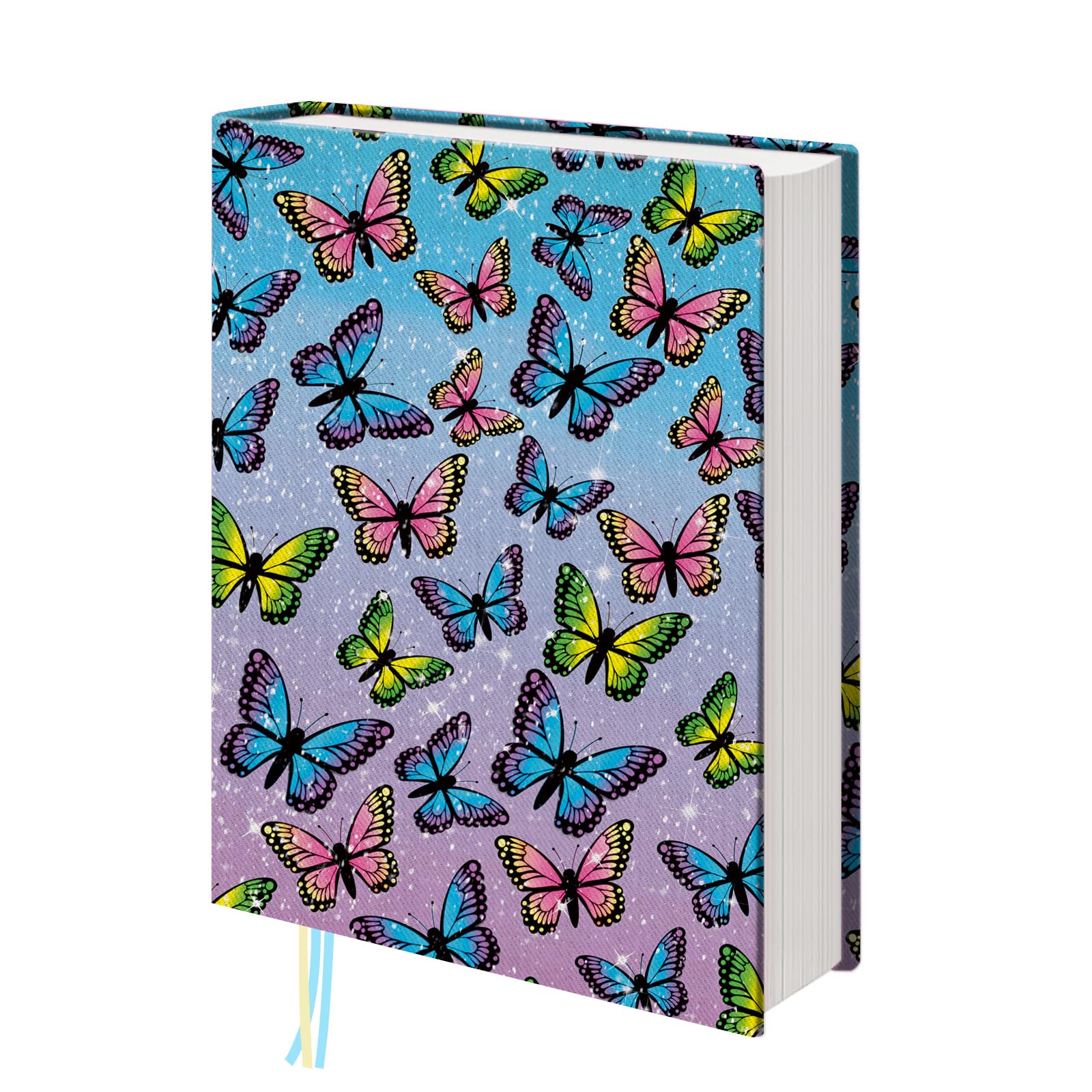 bolimoss Butterfly Book Covers, Washable Printed Cotton Book Sleeves, Colorful Reusable Book Protector with Bookmark，Adjustable Soft Book Cover for Bible Novels, Gift for Hardcover Book Reader Lover