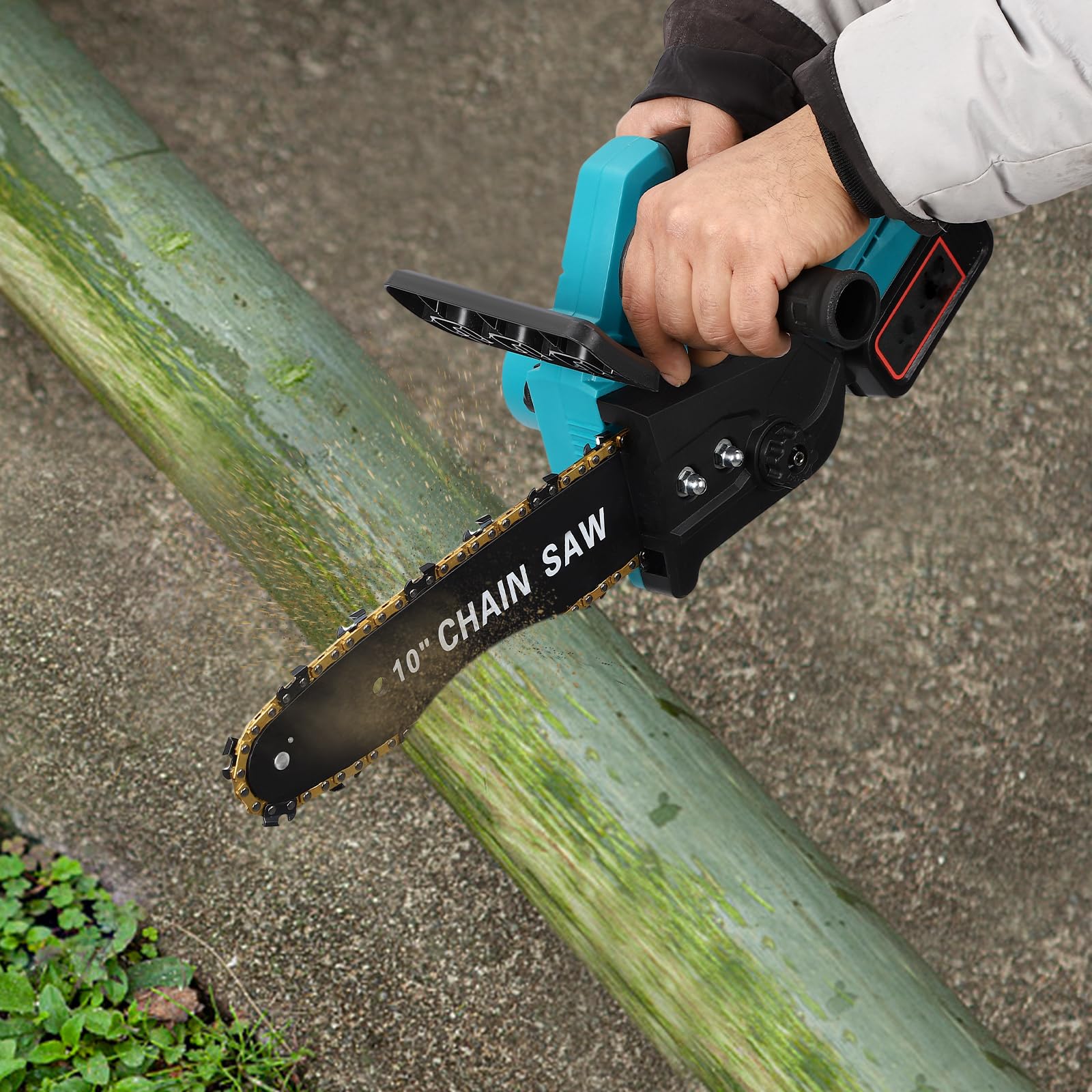 Motosierra eléctrica de 10 pulgadas, 1200 W, sin escobillas, sin escobillas, motosierra eléctrica para árboles de jardín, tijeras de podar, corte de madera, 3500 r/min