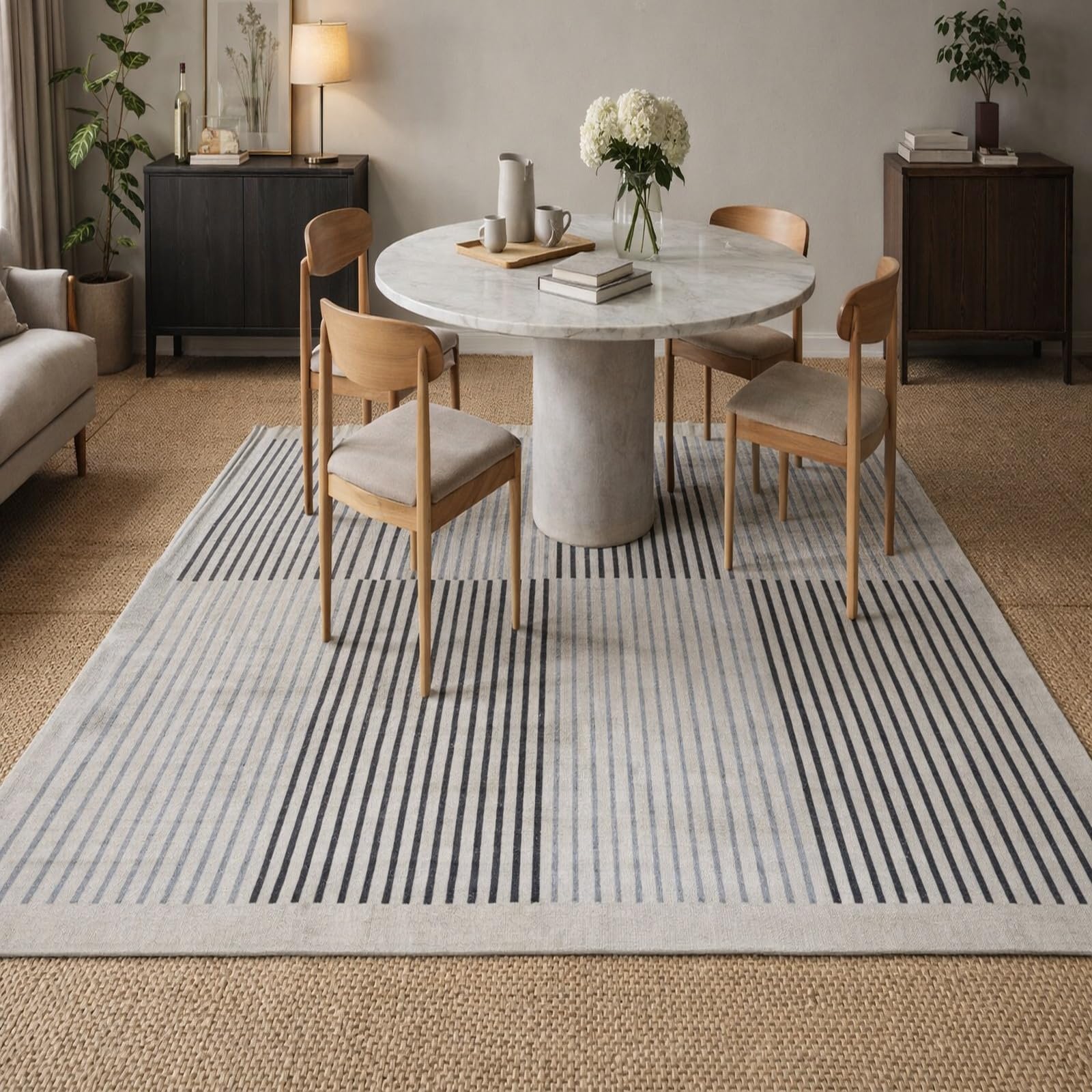 Alfombra antideslizante suave de pelo corto geométrica lavable de 160x280 cm para cocina y salón