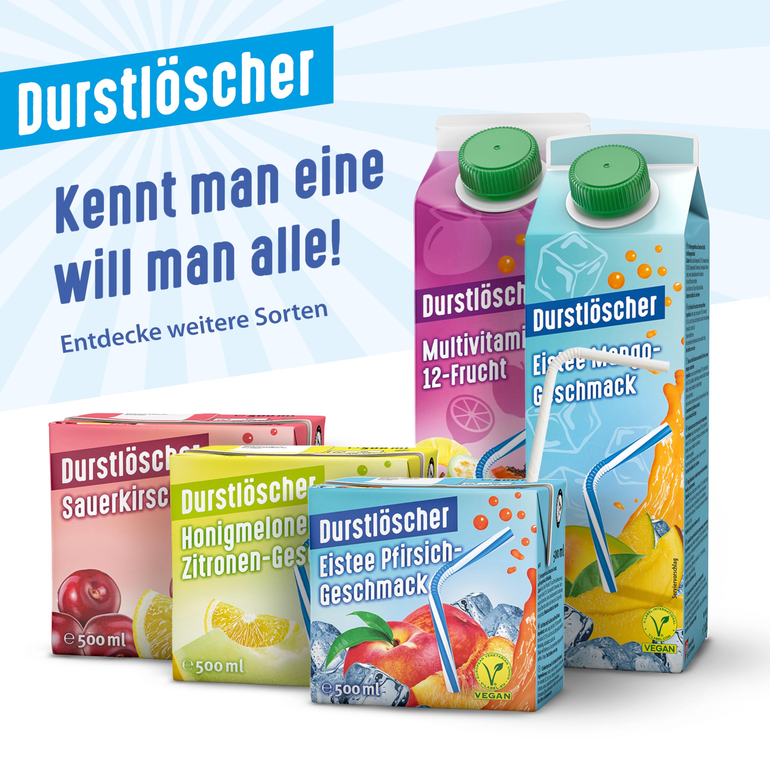 Durstlöscher Eistee Mango, Familienpackung: Erfrischungsgetränk mit Tee-Extrakt & Mango-Geschmack, Pfandfrei, Vegan, Ohne Kohlensäure, Großpackung Wiederverschließbar, Ideal für Zuhause, 16 x 1 l