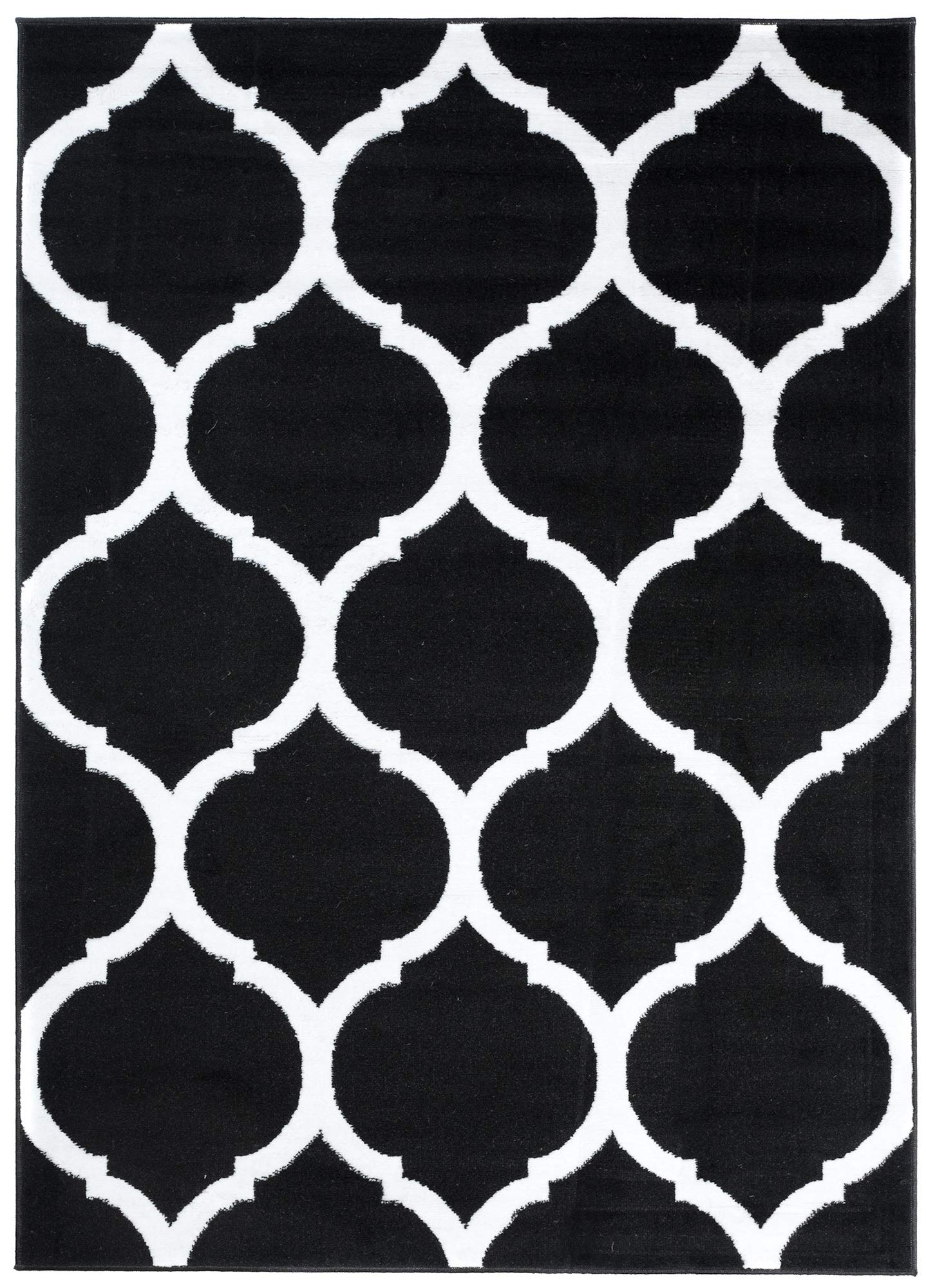TAPISO Luksusowy dywan z krótkim włosiem, czarno-biały, nowoczesny, marokański, geometryczny wzór, do salonu, pokoju młodzieżowego, Ökotex 140 x 200 cm
