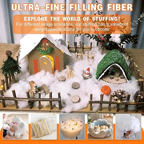 Miniatura 7 de Relleno de fibra de 10.58 onzas (10.58 oz), relleno para animales de peluche, fibra de poliéster reciclada de alta resistencia, relleno de almohada