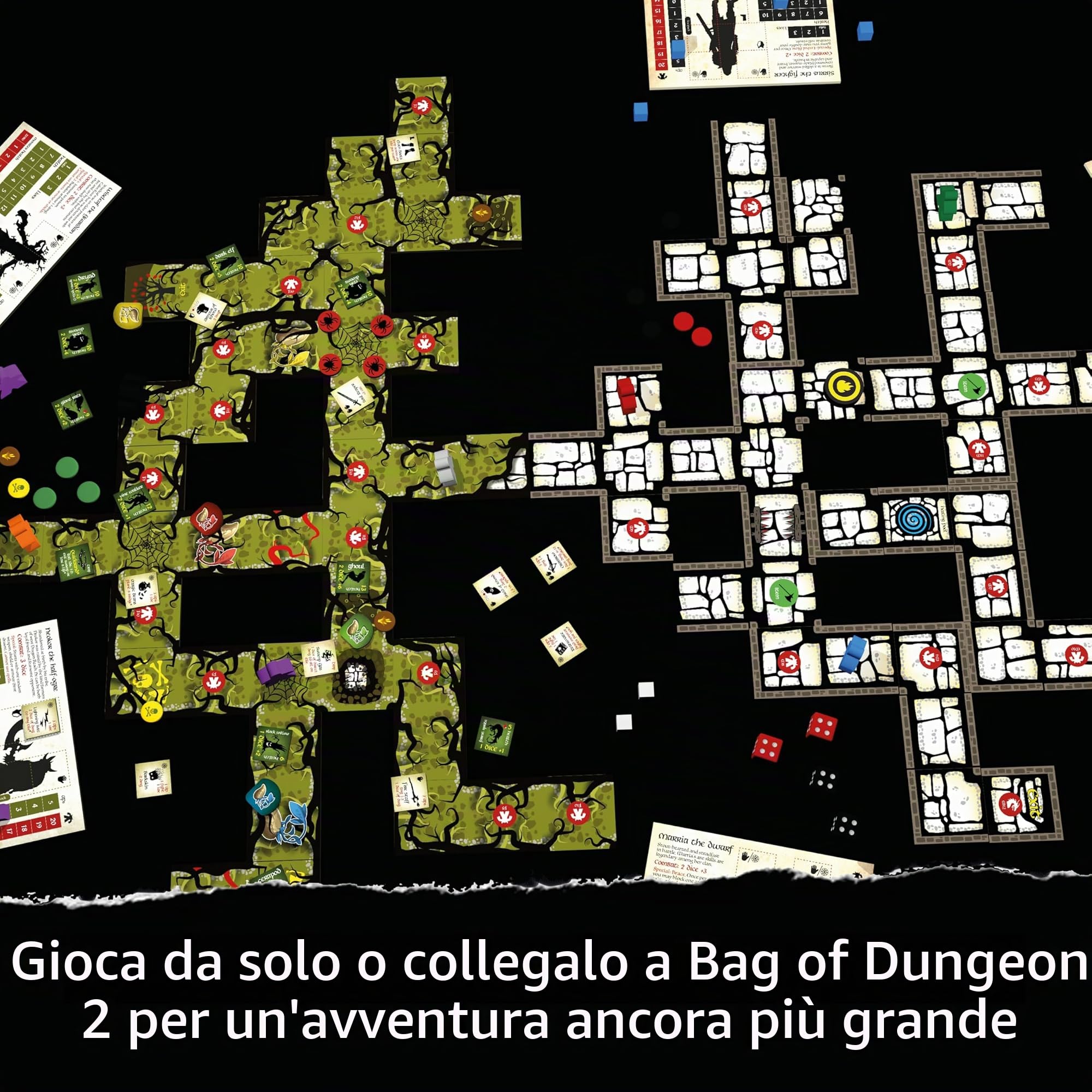 Bag of Dungeon - A Fantasy Crawler Adventure Board Game | Enter the Dragon's Lair | 1-4 Players | Age 7+ | Simple-to-Play | Family Games | Tabletop RPG | Classic DnD style gaming