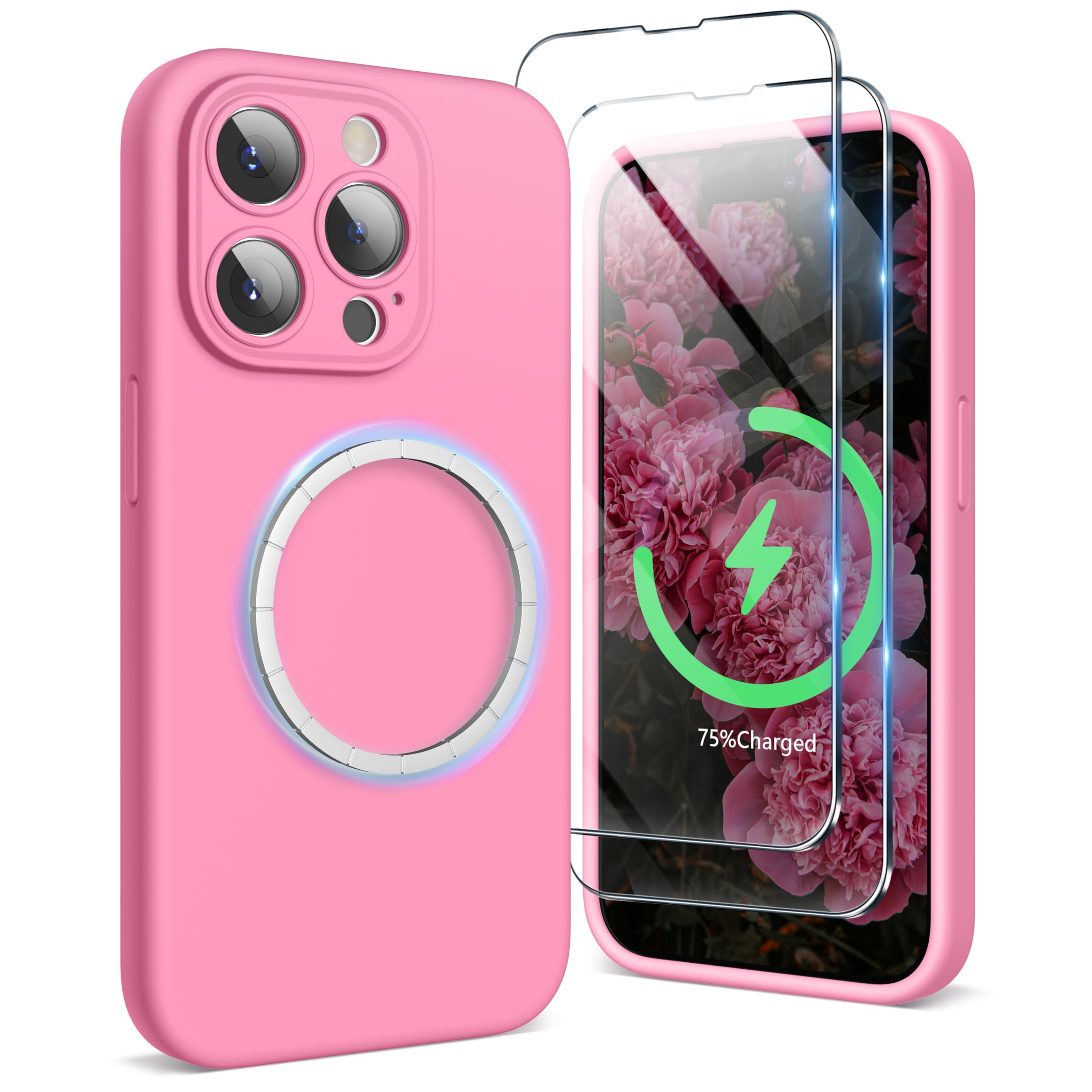 SURPHY Silikon Hülle Für IPhone 15 Pro (6,1 Zoll) – Mit MagSafe, Displayschutzfolie & Vollem Kameraschutz, Flieder