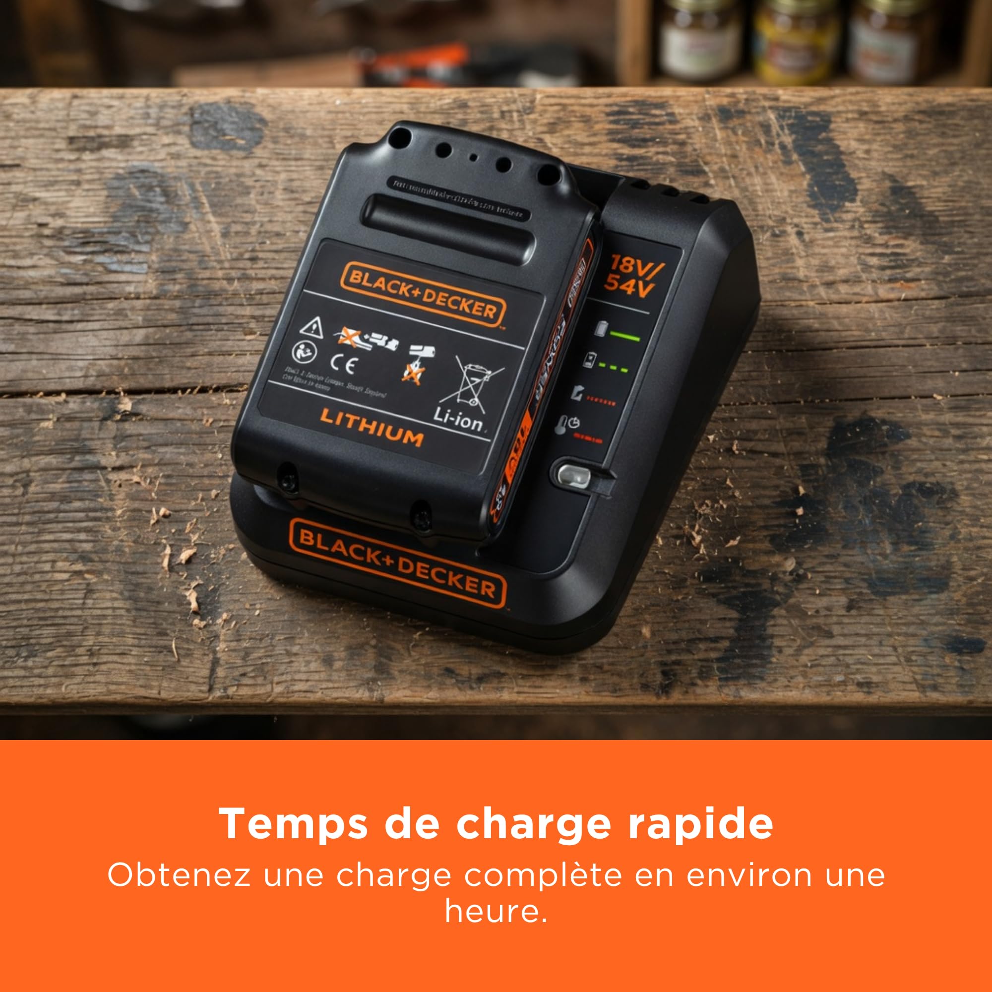 Black+Decker Kit de Démarrage Powerconnect 18 V avec Batterie 2, 0 Ah et Chargeur Rapide 2 A, BDC2A20-QW