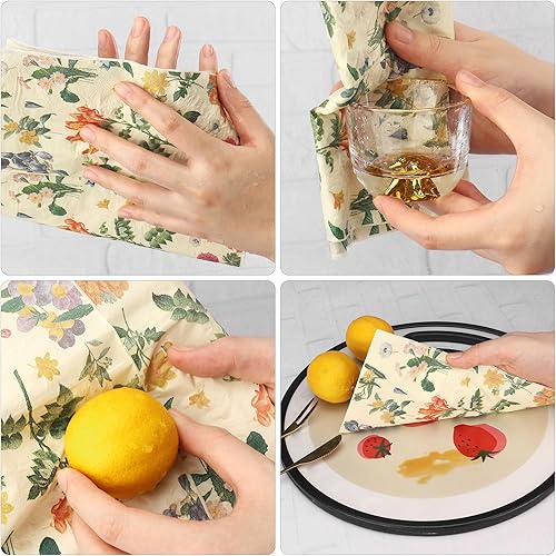 Miniatura 4 de Servilletas de papel florales para platos, 60 servilletas desechables largas para decoración de fiesta, boda, cumpleaños, baño (amarillo)