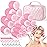 Obeoby 4 Sizes Hair Rollers with Gift Makeup Bag, Rollers Hair Curlers Self-Grip Hair Rollers with Clips, Comb, Curlers for Long, Short Hair and Bangs, Valentine\'s Day Gifts for Women Girls Pink
