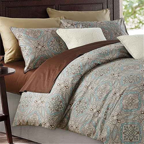 ABREEZE Textil para el hogar, juego de cama de estilo bohemio, juego de funda de edredón bohemio, juego de cama bohemio, Queen, 3 piezas