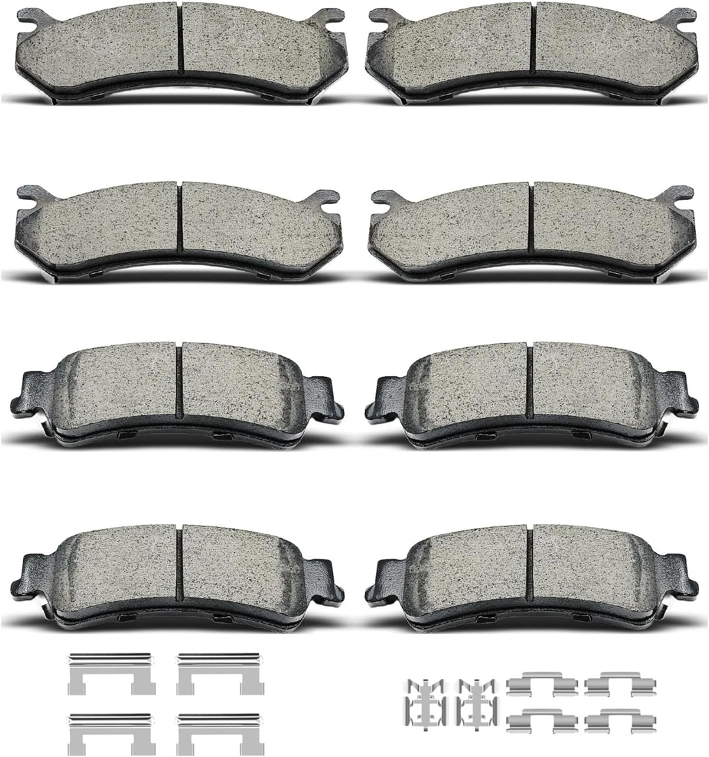 8pcs Ceramic Front Rear Brake Pads With Clips Fit For 1999-2006 for Chevrolet Silverado 1500,2003-2005 for Astro,2000-2001 for Tahoe,2003-2005 for Gmc Safari,1999-2006 for Sierra 1500,2000-2001 Yukon