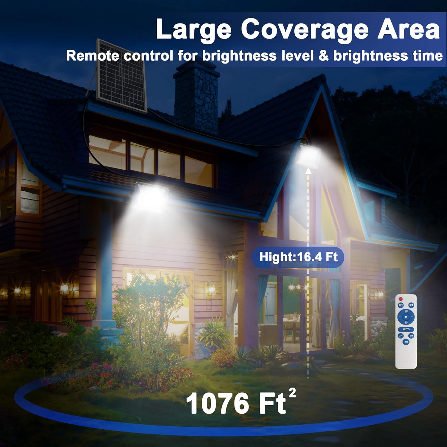 Solar Flood Light, 2 Pack 100W Dusk to Dawn with Remote Control LED Bright White Floodlights, Ip67 Waterproof Solar Power Light for Yard, Garden, Shed