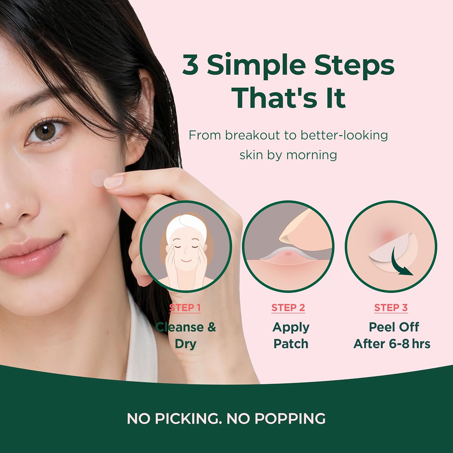 LUNE & BE Hydrocolloid Pimple Patches, 44 Count, 2 Sizes, Invisible image 5
