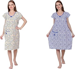 Breezly Woman's Long Short Combo Cotton Nighty Price In India