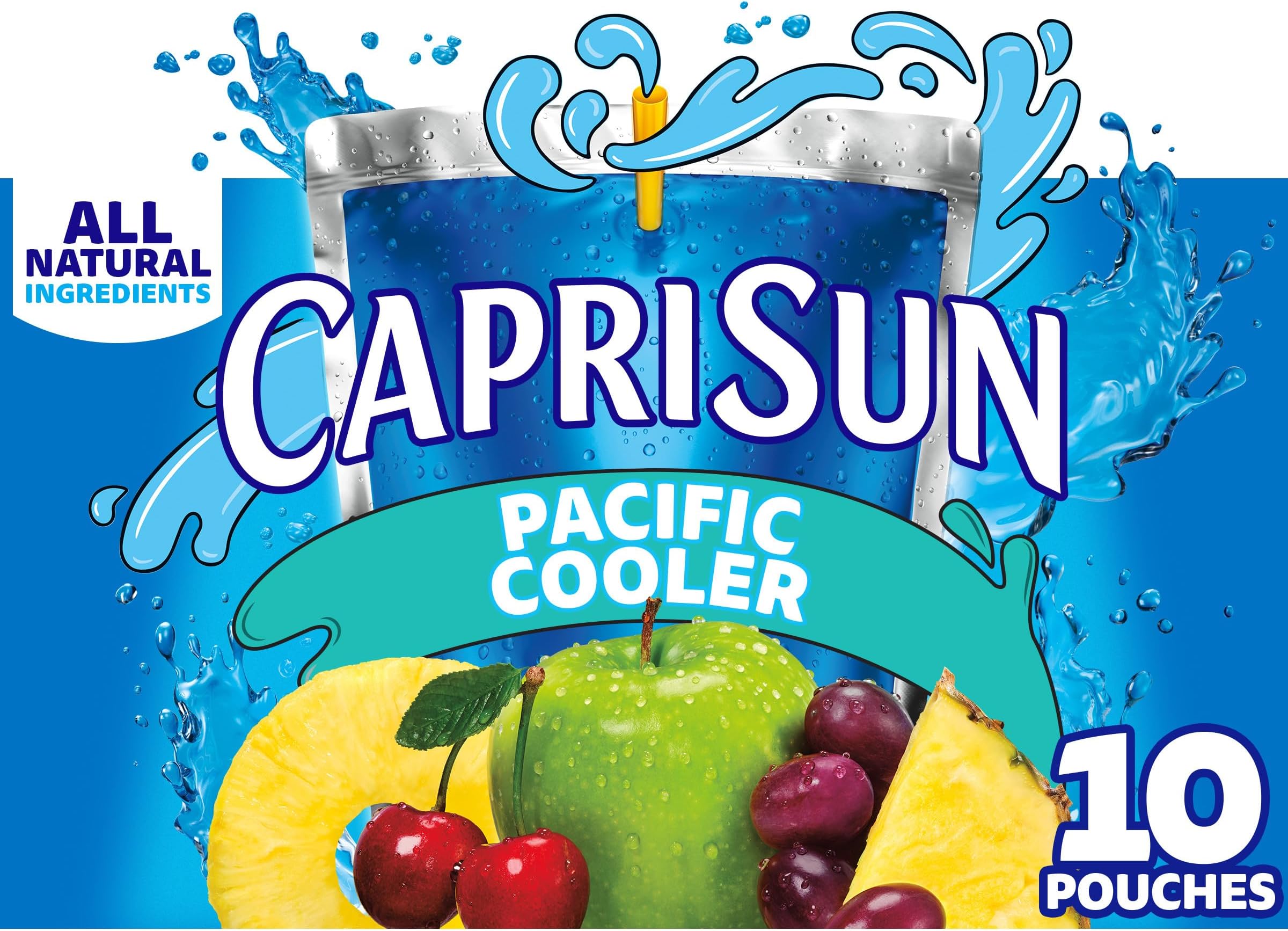 Capri Sun Flavored with Other Natural Flavor Juice Drink Blend, 10 Pouches, for School Lunches and On-the-Go Hydration, Pacific Cooler, All Natural Ingredients, 6 fl oz