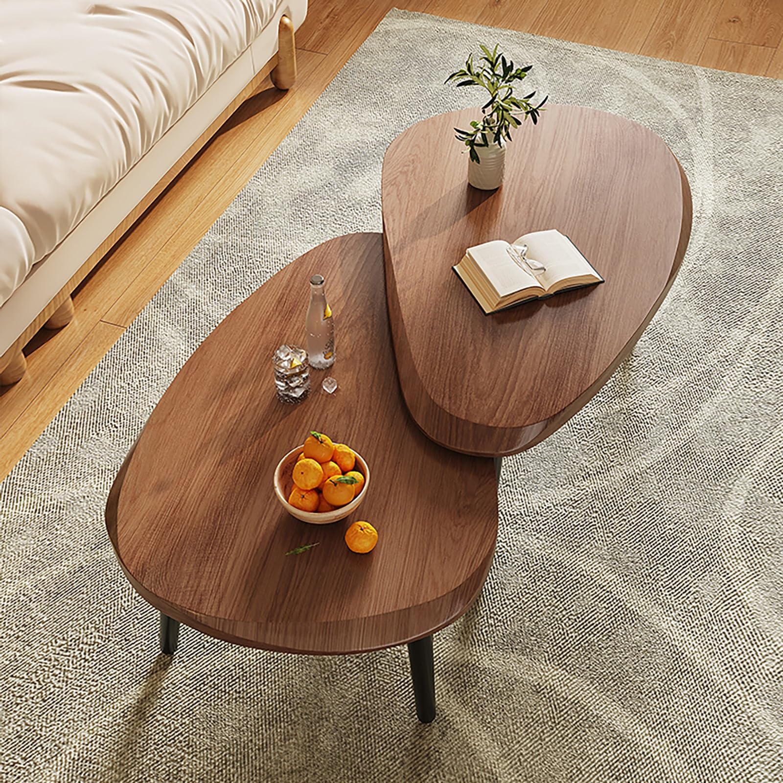 Table basse gigogne haut de gamme en bois massif pour salon moderne