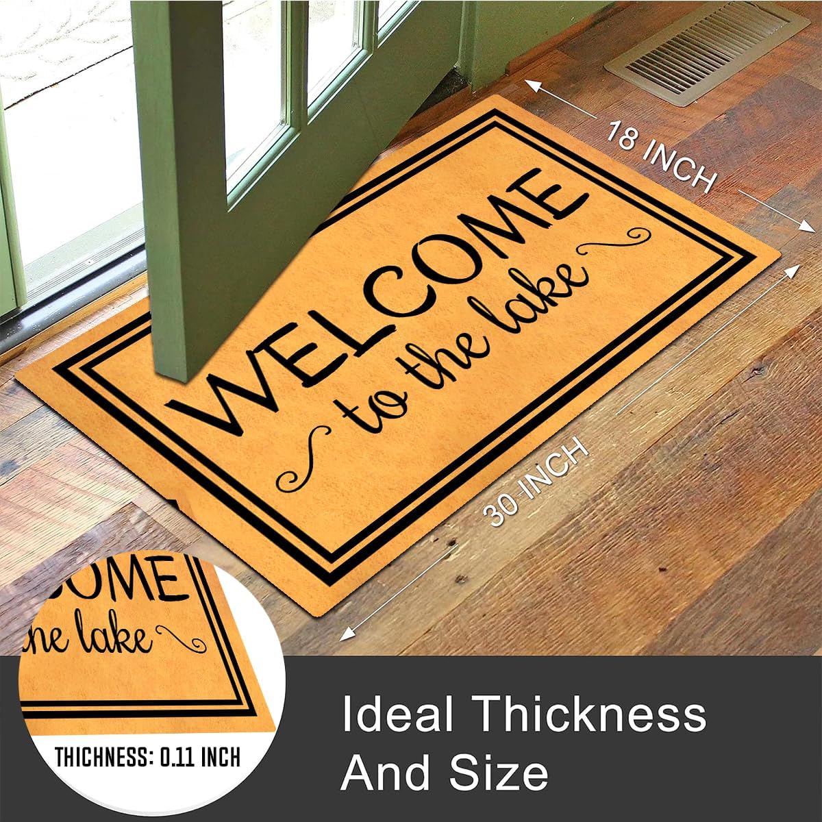 MELODADDY Funny Welcome Doormat Front Porch Decor Rugs with Rubber Back 30"(L) x 18"(W) Personalized Mat for Entrance Outside Monogram Mats (Welcome to the Lake)
